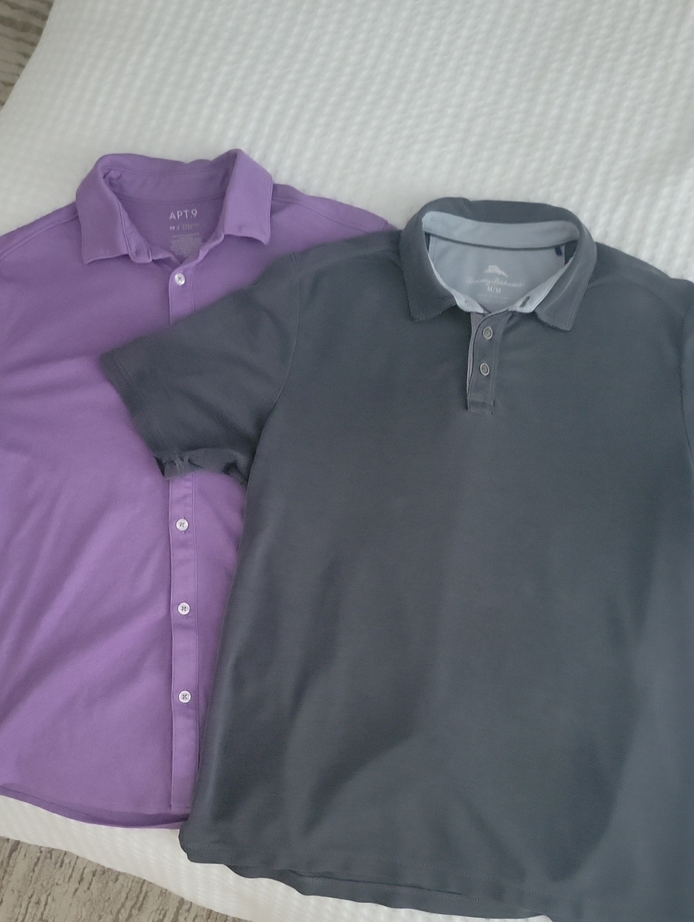 Tommy Bahama & Apt. 9 Purple and Gray Men's Polo Shirts - Twin Pack